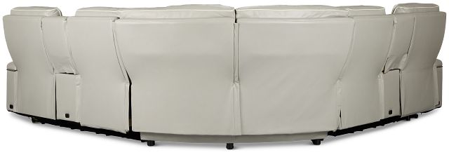 Nova Light Gray Lthr/vinyl Medium 2-arm Quadruple Power Massage Sectional