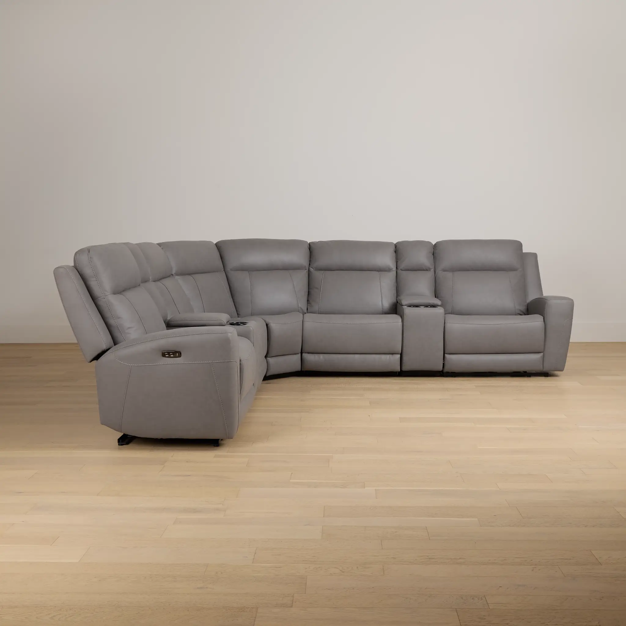 Colton Light Gray Micro Large Dual Power Reclining Two-arm Sectional Colton Light Gray Micro Large Dual Power Reclining Two-arm Sectional