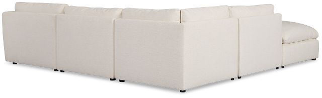 Serena White Fabric 5-piece Right Facing Bumper Sectional