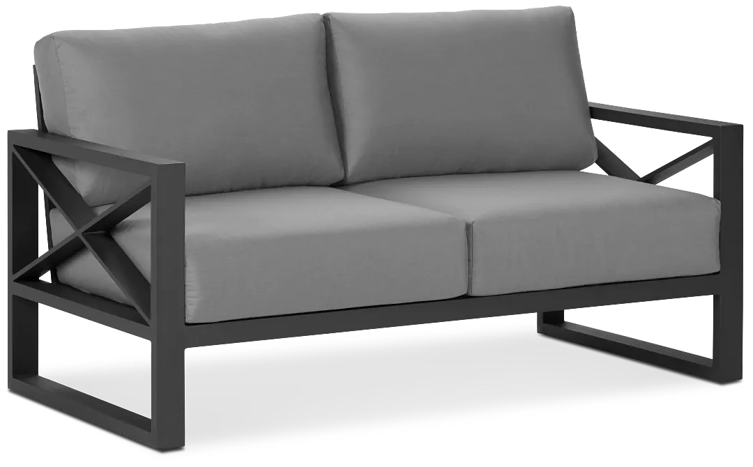 Linear Dark Gray Aluminum Loveseat