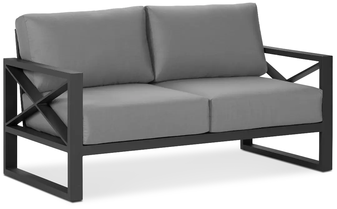 Linear Dark Gray Aluminum Loveseat Linear Dark Gray Aluminum Loveseat