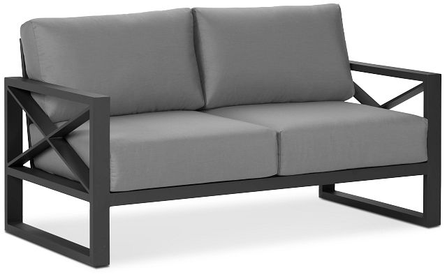 Linear Dark Gray Aluminum Loveseat