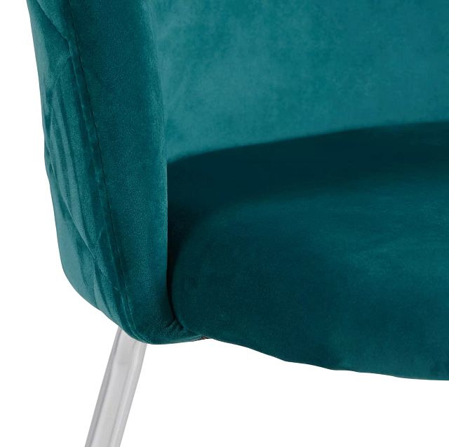 Capri Dark Teal Upholstered Side Chair W/ Chrome Legs (5)