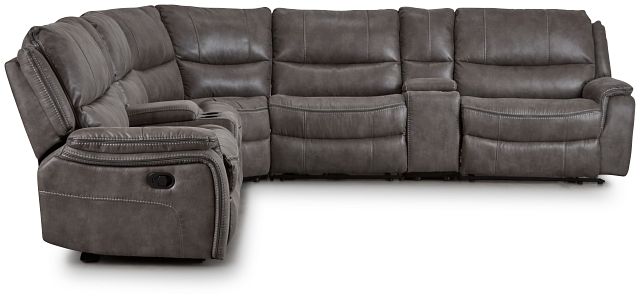 Dober Dark Gray Micro Large Dual Manually Reclining Two-arm Sectional