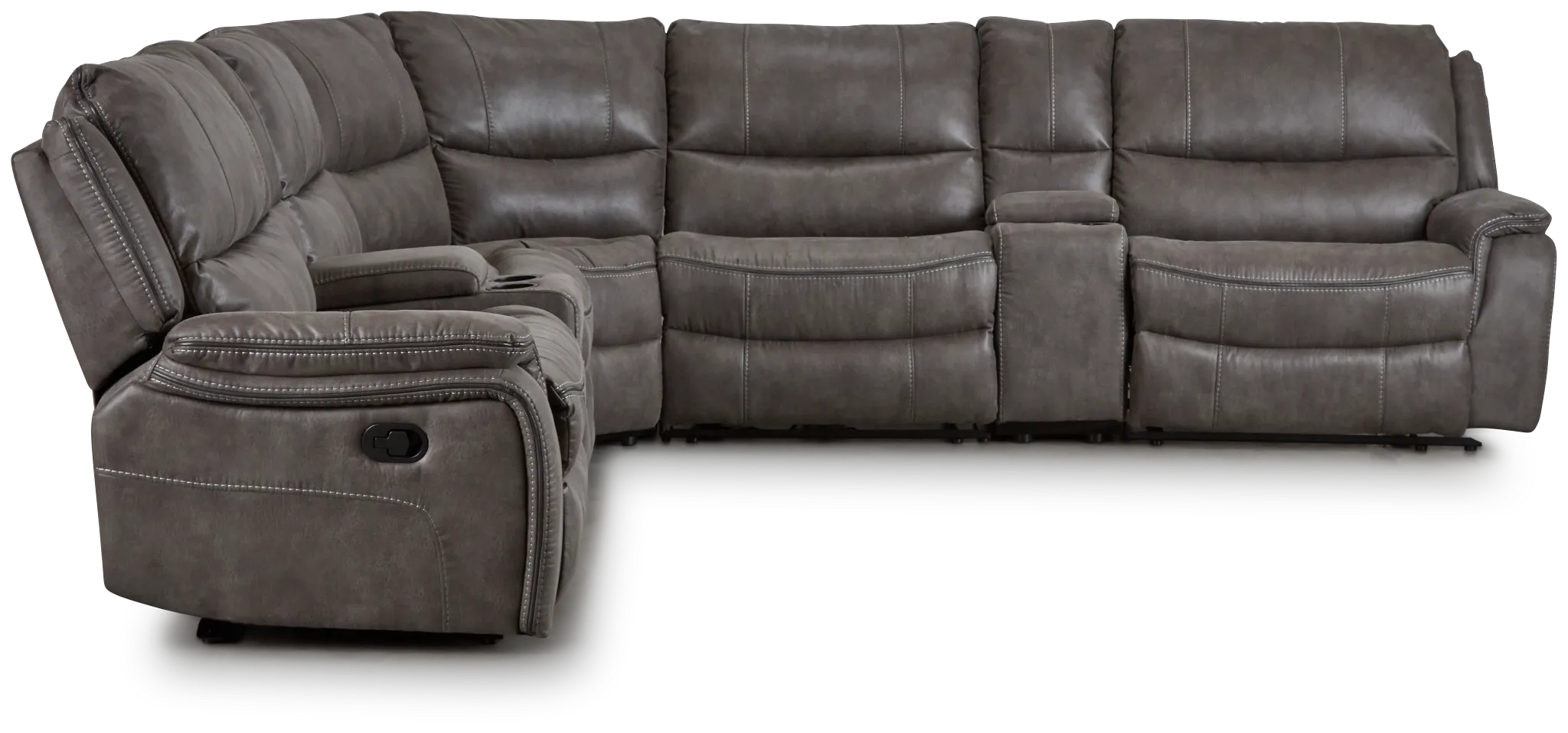 Dober Dark Gray Micro Large Dual Manually Reclining Two-arm Sectional