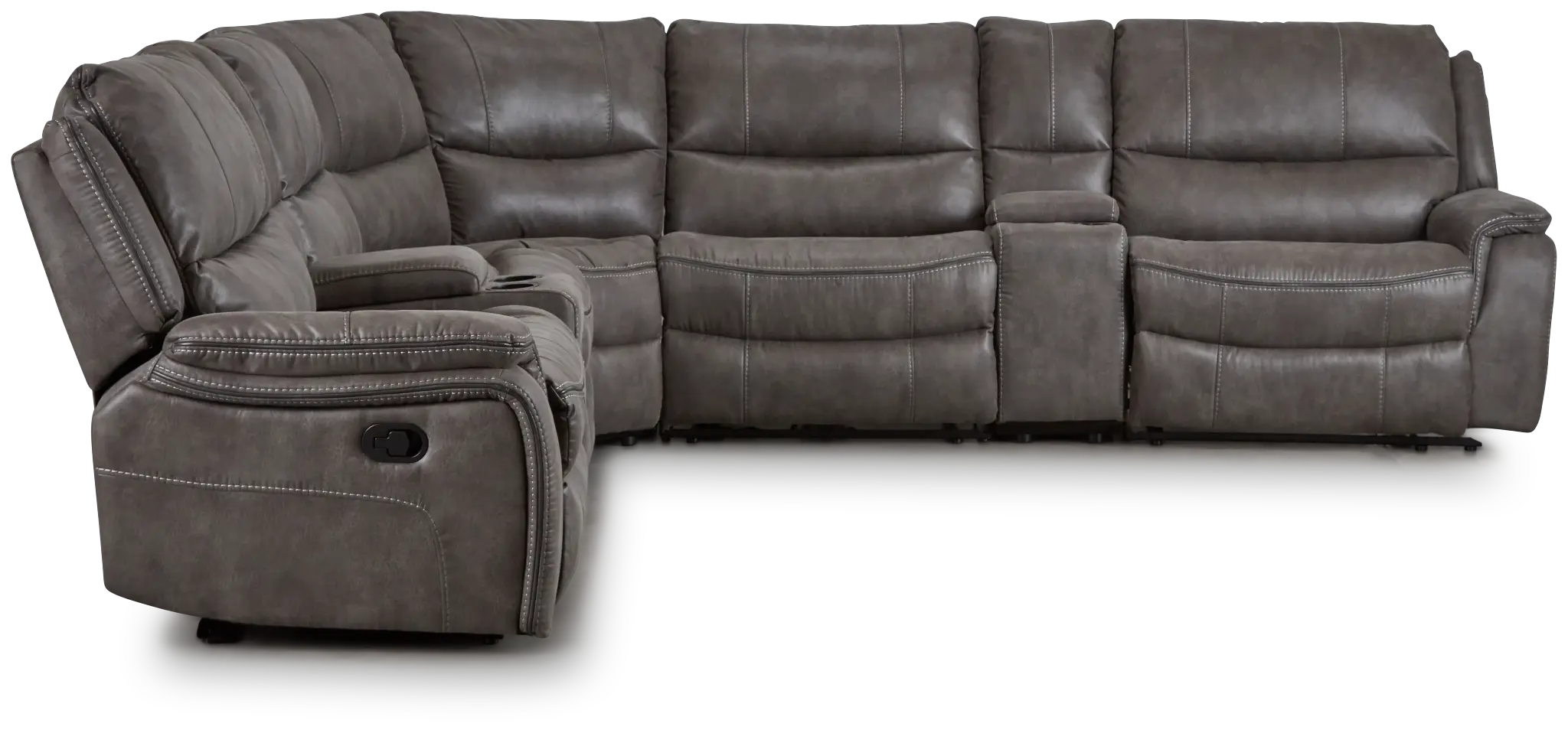 Dober Dark Gray Micro Large Dual Manually Reclining Two-arm Sectional Dober Dark Gray Micro Large Dual Manually Reclining Two-arm Sectional
