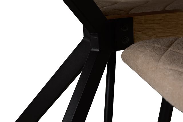 Lynden Light Tone Rect Table With 4 Beige Upholstered Side Chairs