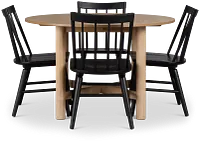 Taylor Light Tone Round Table & 4 Wood Chairs