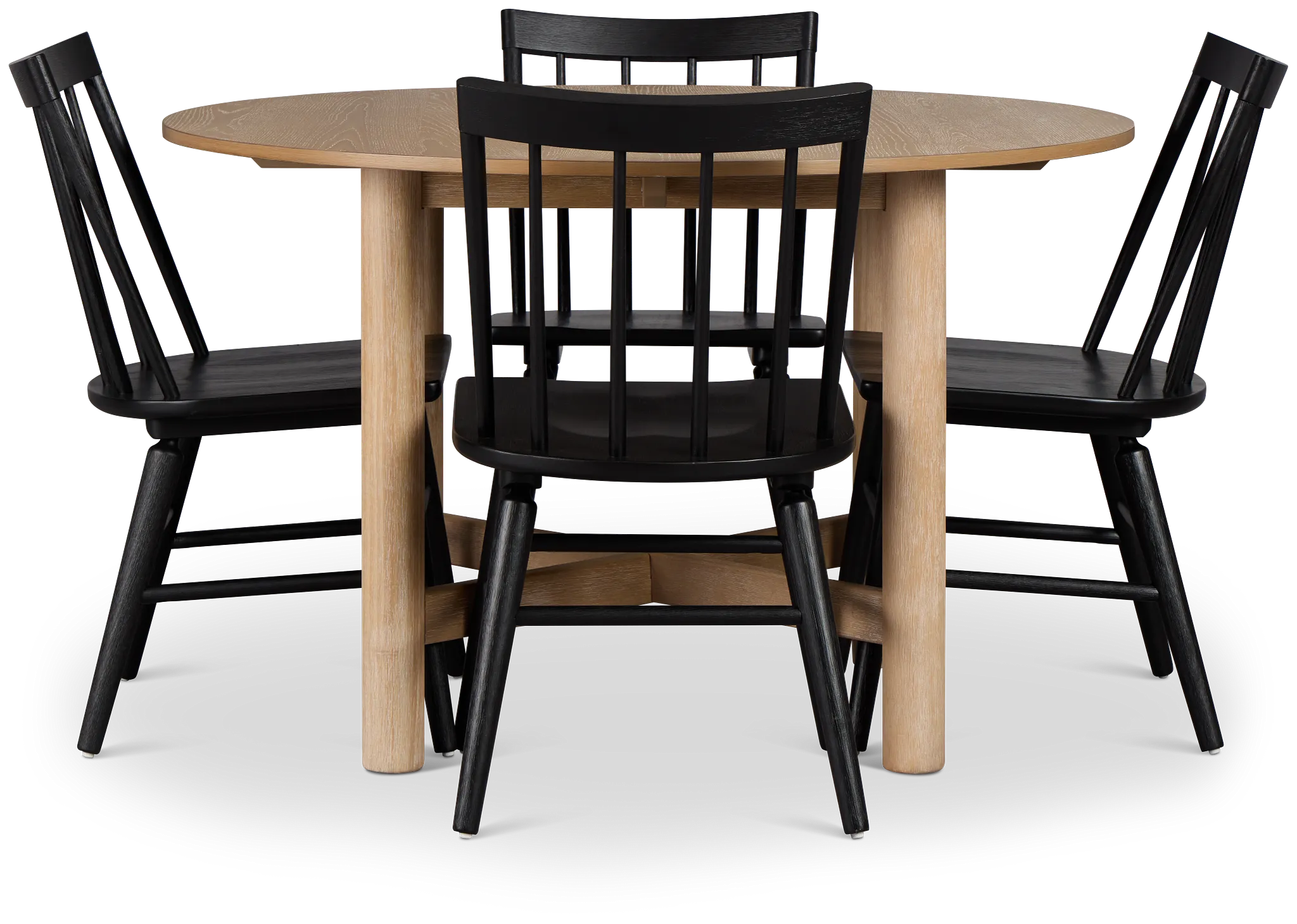 Taylor Light Tone Round Table & 4 Wood Chairs