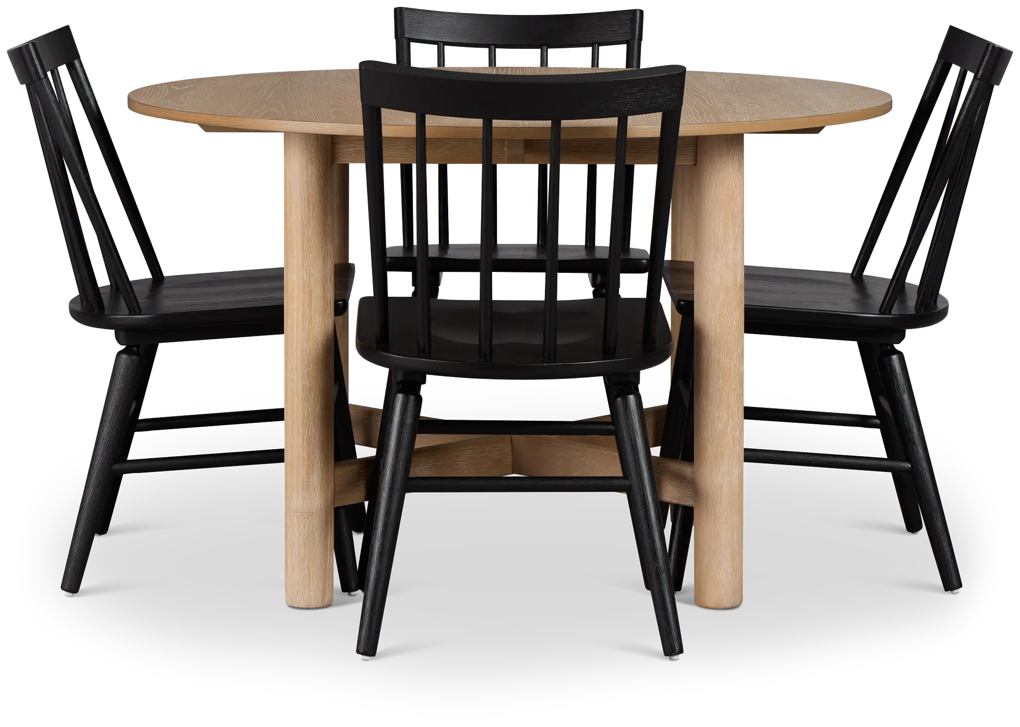 Taylor Light Tone Round Table & 4 Wood Chairs Taylor Light Tone Round Table & 4 Wood Chairs