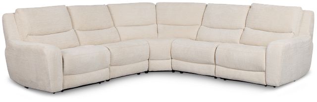 Bennett Light Beige Fabric Small Two-arm Power Reclining Sectional