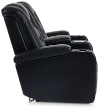 Troy Black Micro Power Reclining Console Loveseat