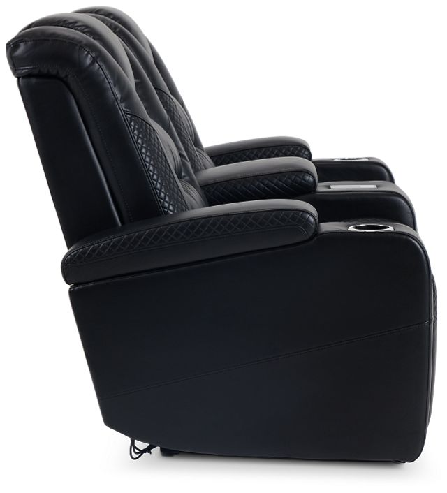 Troy Black Micro Power Reclining Console Loveseat