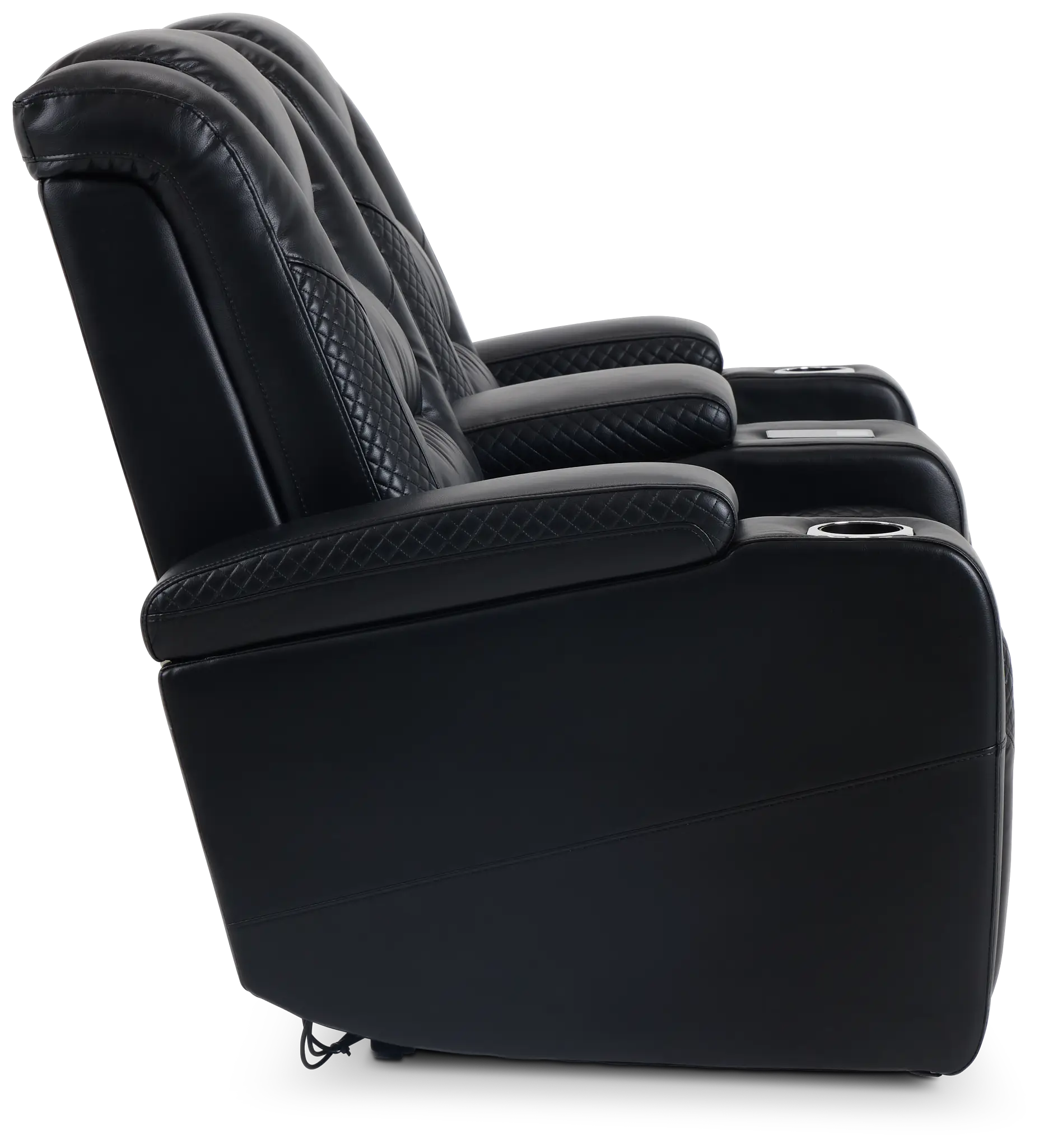 Troy Black Micro Power Reclining Console Loveseat Troy Black Micro Power Reclining Console Loveseat