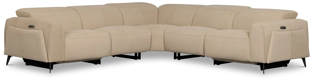 Reyna Beige Micro Small Dual Power Reclining Two-arm Sectional