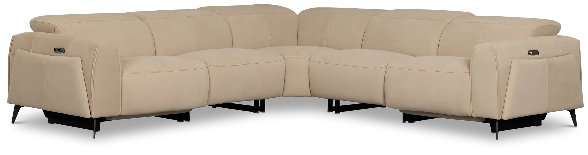 Reyna Beige Micro Small Dual Power Reclining Two-arm Sectional