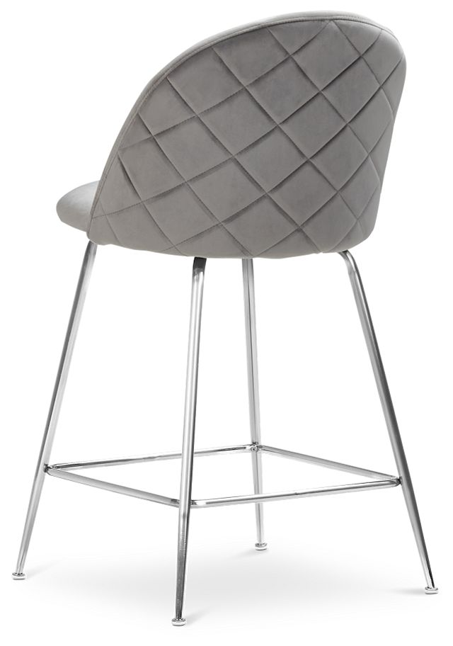 Capri Grayvelvet Upholstered 24" Barstool W/chrome Legs