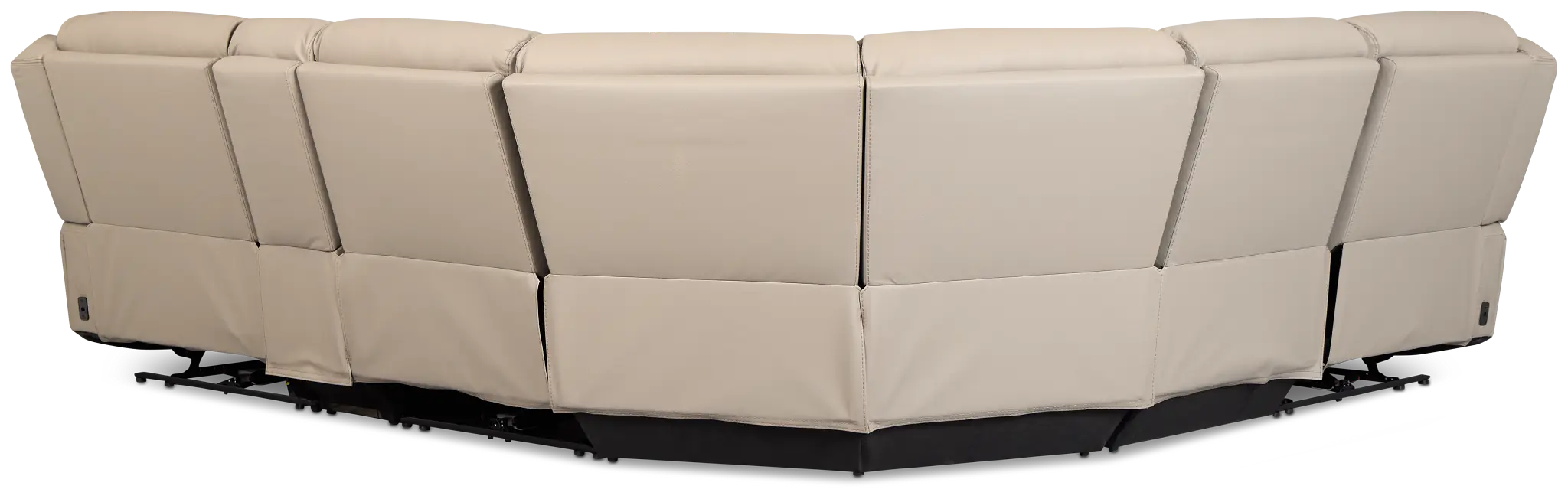 Wilder Taupe Leather Medium Tri Power Sectional W/refrigerated Console Wilder Taupe Leather Medium Tri Power Sectional W/refrigerated Console