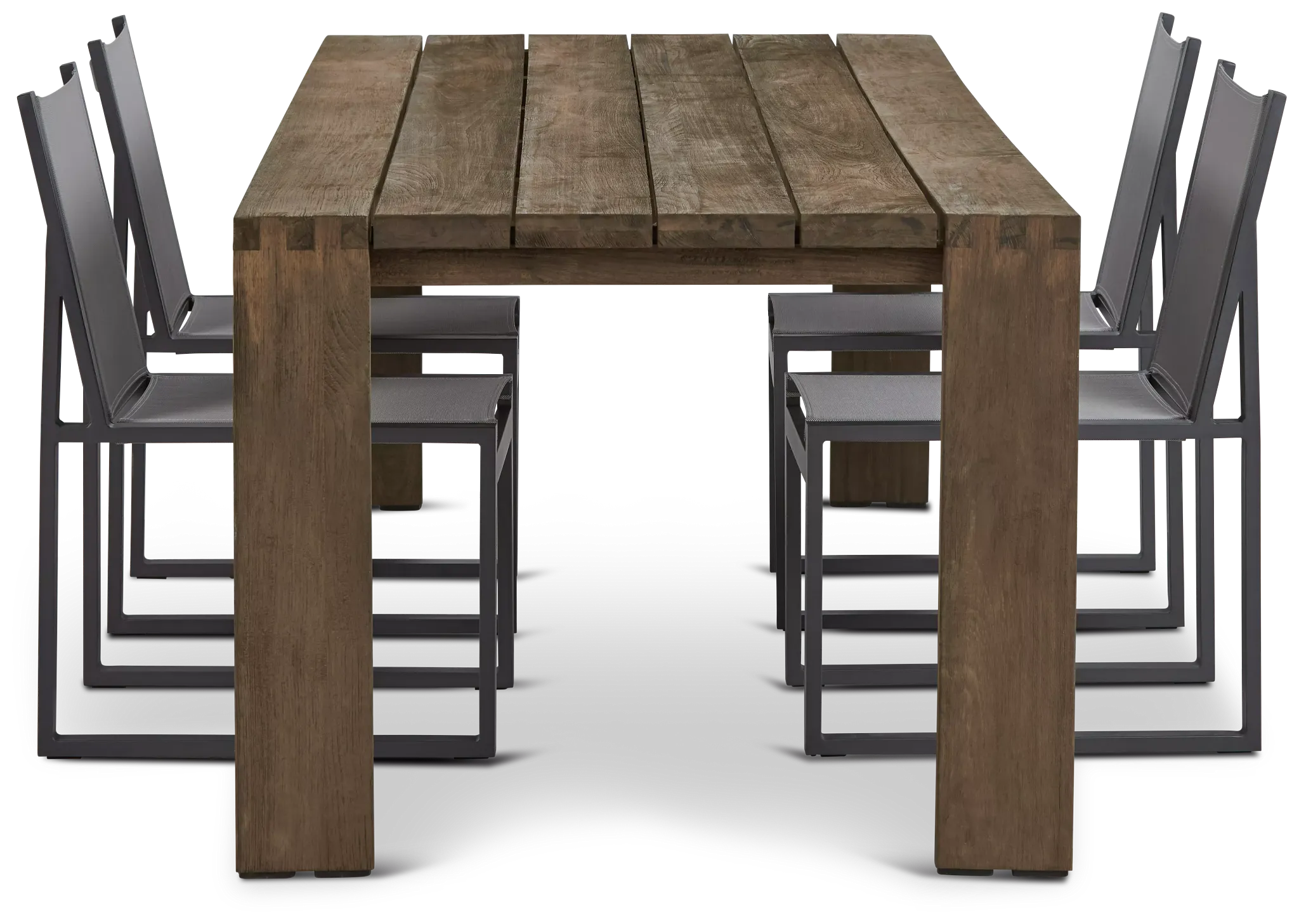 Linear 102" Teak Table & 4 Sling Side Chairs