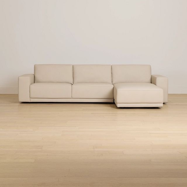Kellan Ivory Leather Right Chaise Sectional