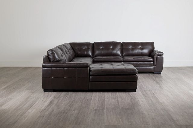 Braden Dark Brown Leather Medium Left Chaise Sectional