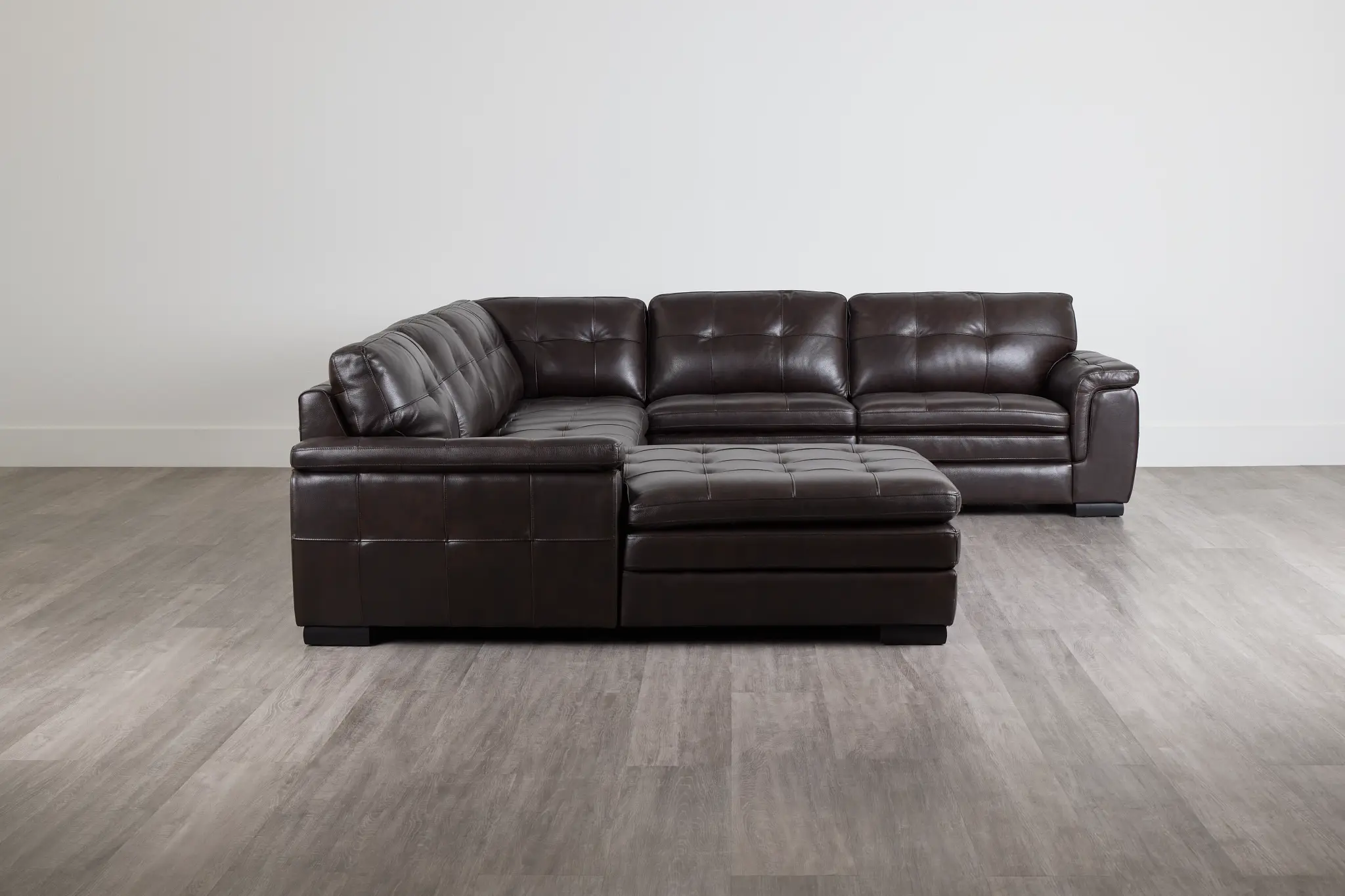 Braden Dark Brown Leather Medium Left Chaise Sectional Braden Dark Brown Leather Medium Left Chaise Sectional