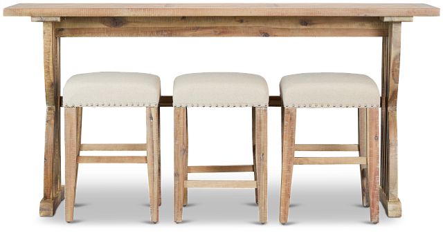 Joplin Light Tone High Table With 3 Backless Barstools