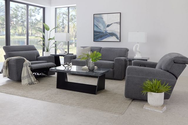 Callum Dark Gray Fabric Power Reclining Living Room