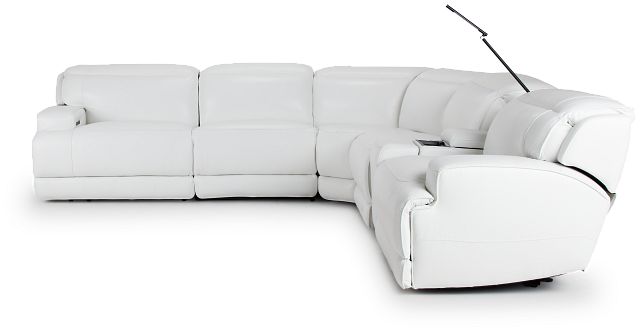 Reign White Lthr/vinyl Medium Dual Power 2-arm Reclining Sectional