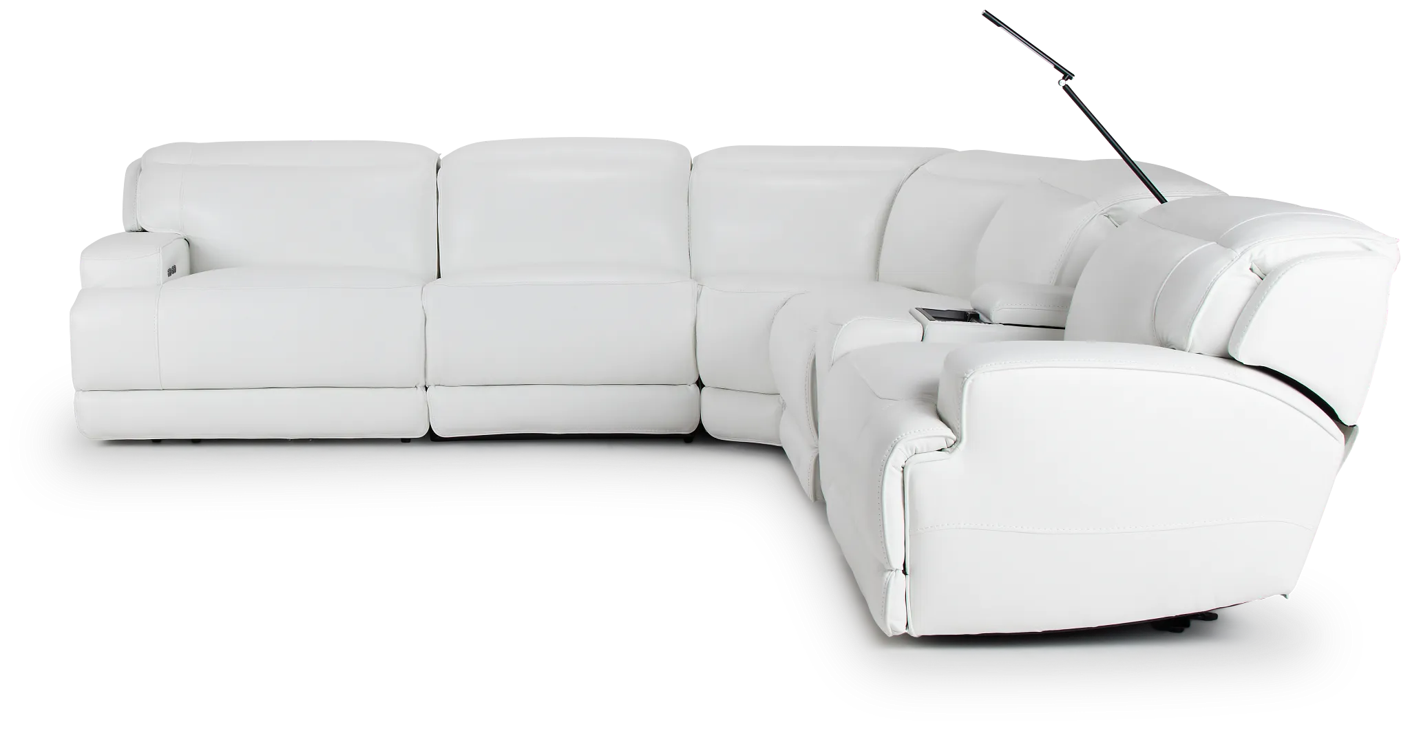 Reign White Lthr/vinyl Medium Dual Power 2-arm Reclining Sectional