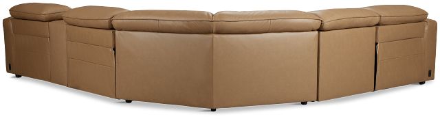 Ryland Brown Lthr/vinyl Medium Triple Power 2-arm Sectional