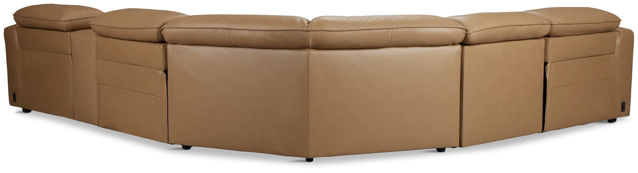 Ryland Brown Lthr/vinyl Medium Triple Power 2-arm Sectional