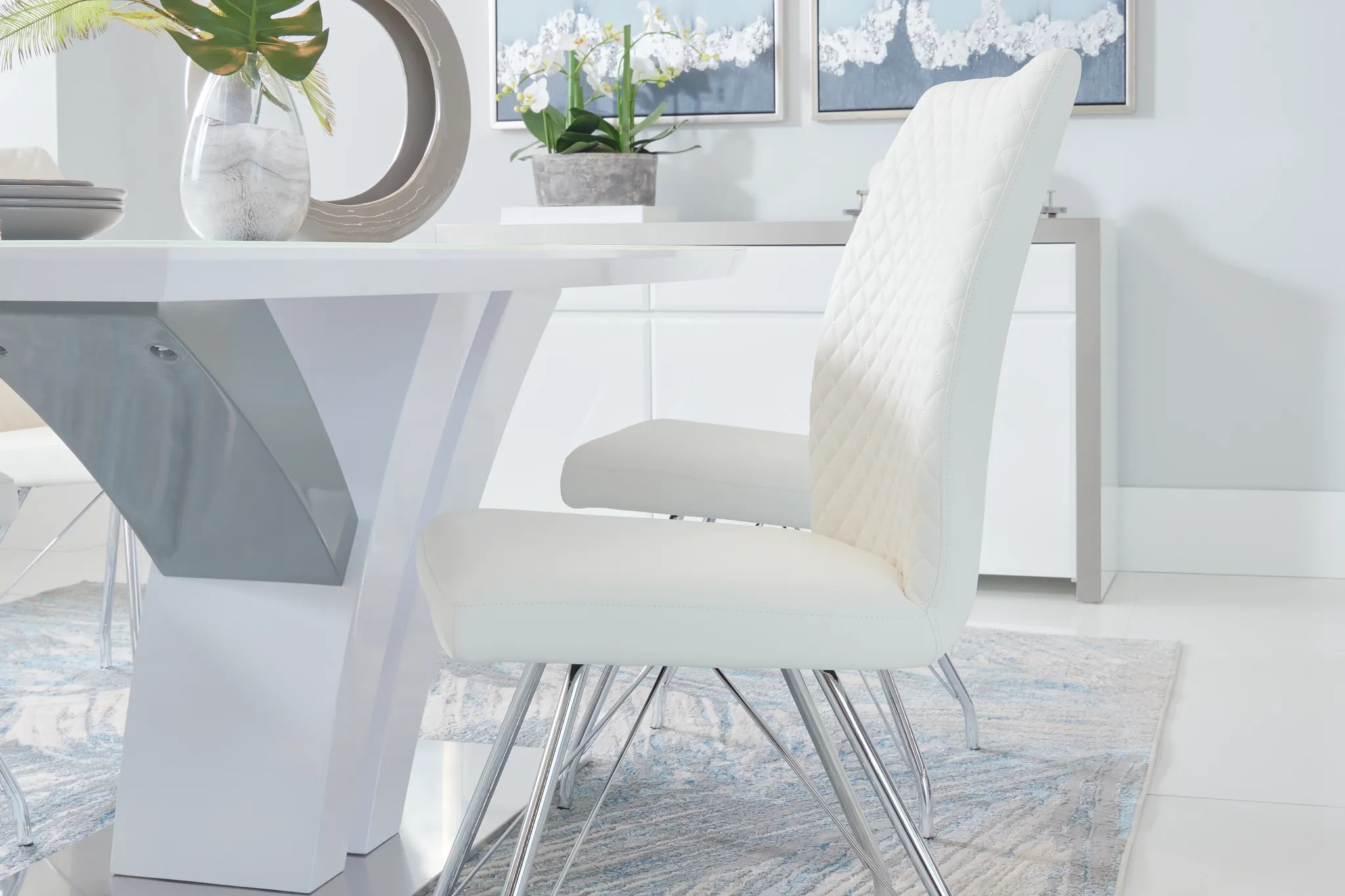 Lima White Upholstered Side Chair