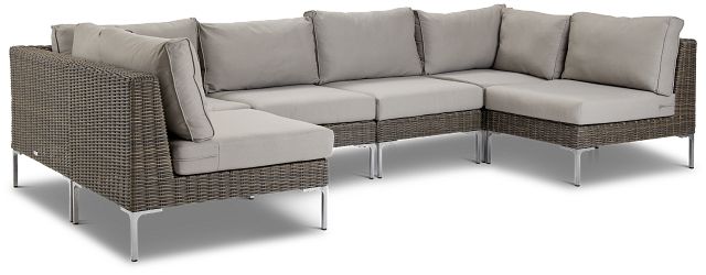 Tulum Gray Woven 6-piece Modular Sectional