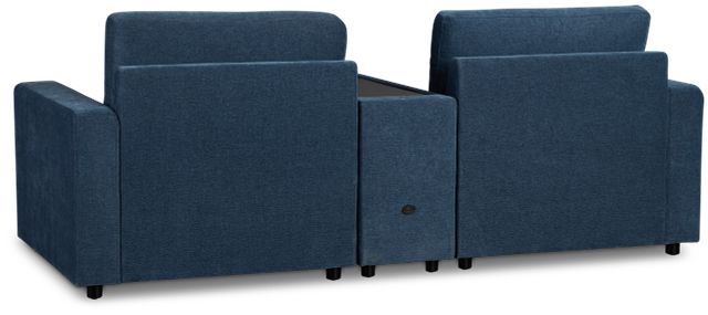 Addie Blue Fabric 2-piece Modular Storage Sofa With Console