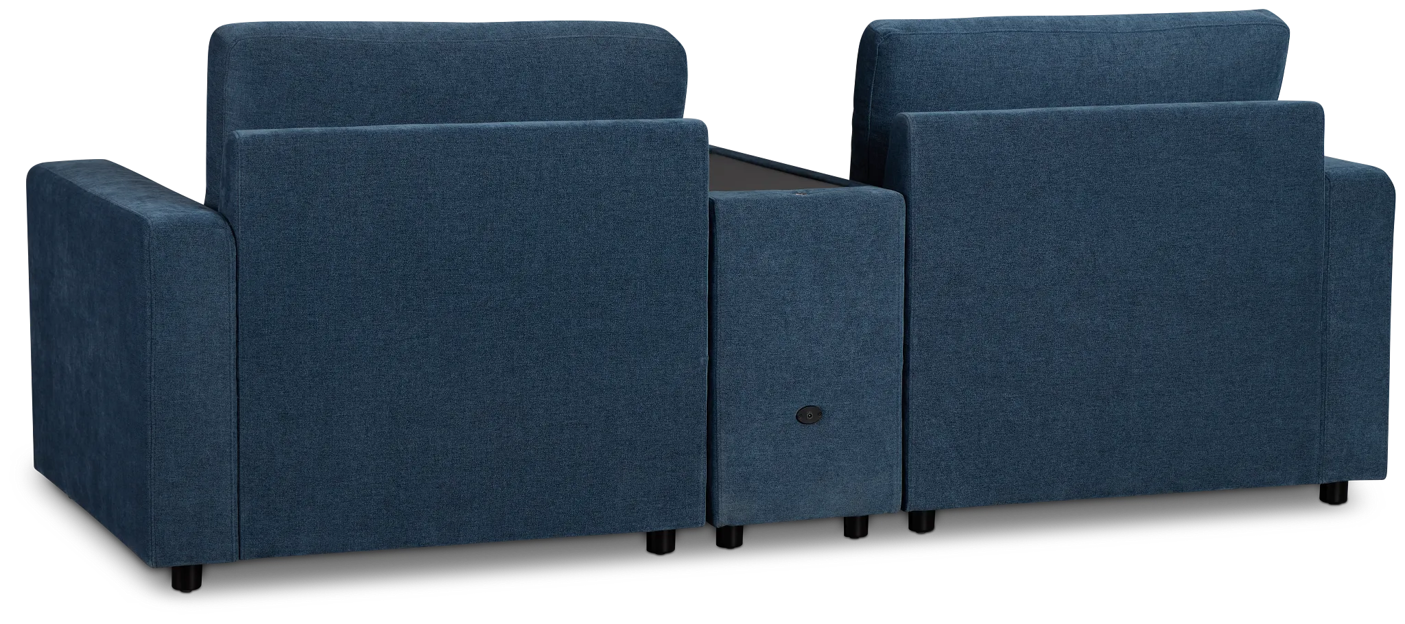 Addie Blue Fabric 2-piece Modular Storage Sofa With Console