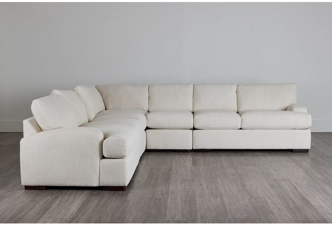 Alpha White Fabric Large Two-arm Sectional