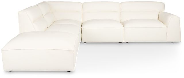 Blanca White Leather 5-piece Bumper Sectional