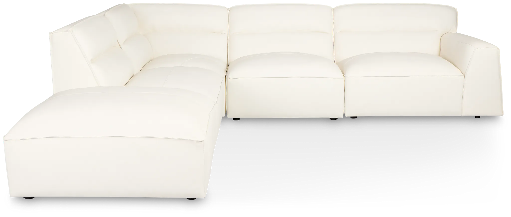 Blanca White Leather 5-piece Bumper Sectional