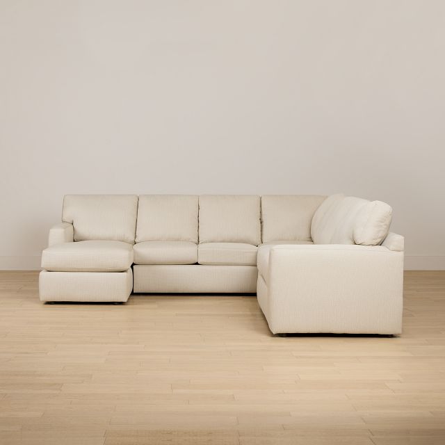 Rhodes Beige Fabric Large Left Chaise Sectional