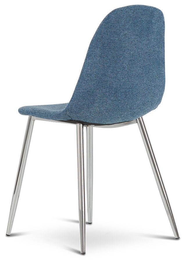 Havana Blue Upholstered Side Chair W/ Chrome Legs (4)