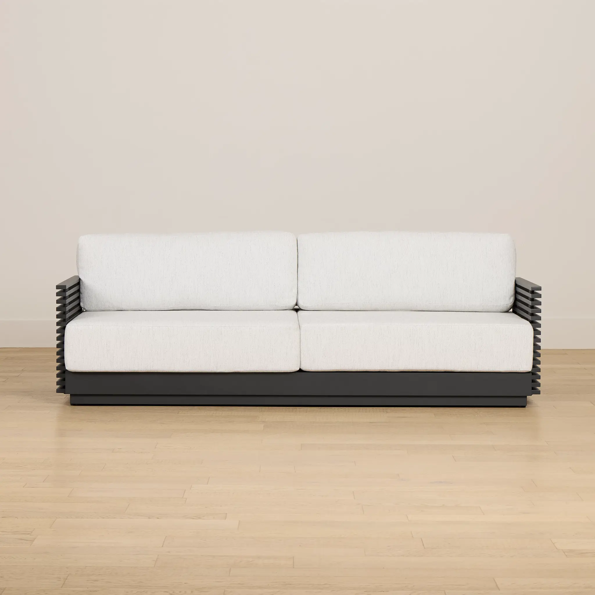 Monterey Black Aluminum Sofa With Light Gray Cushions Monterey Black Aluminum Sofa With Light Gray Cushions