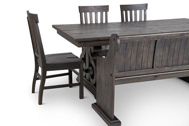 Sonoma Dark Tone Trestle Table, 4 Chairs & Bench (6)