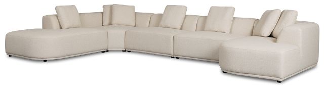 Catalina Beige Fabric Large Right Chaise Sectional