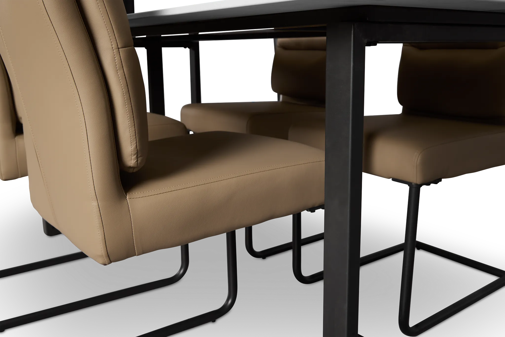 Paxton White Rect Table & 4 Taupe Upholstered Chairs