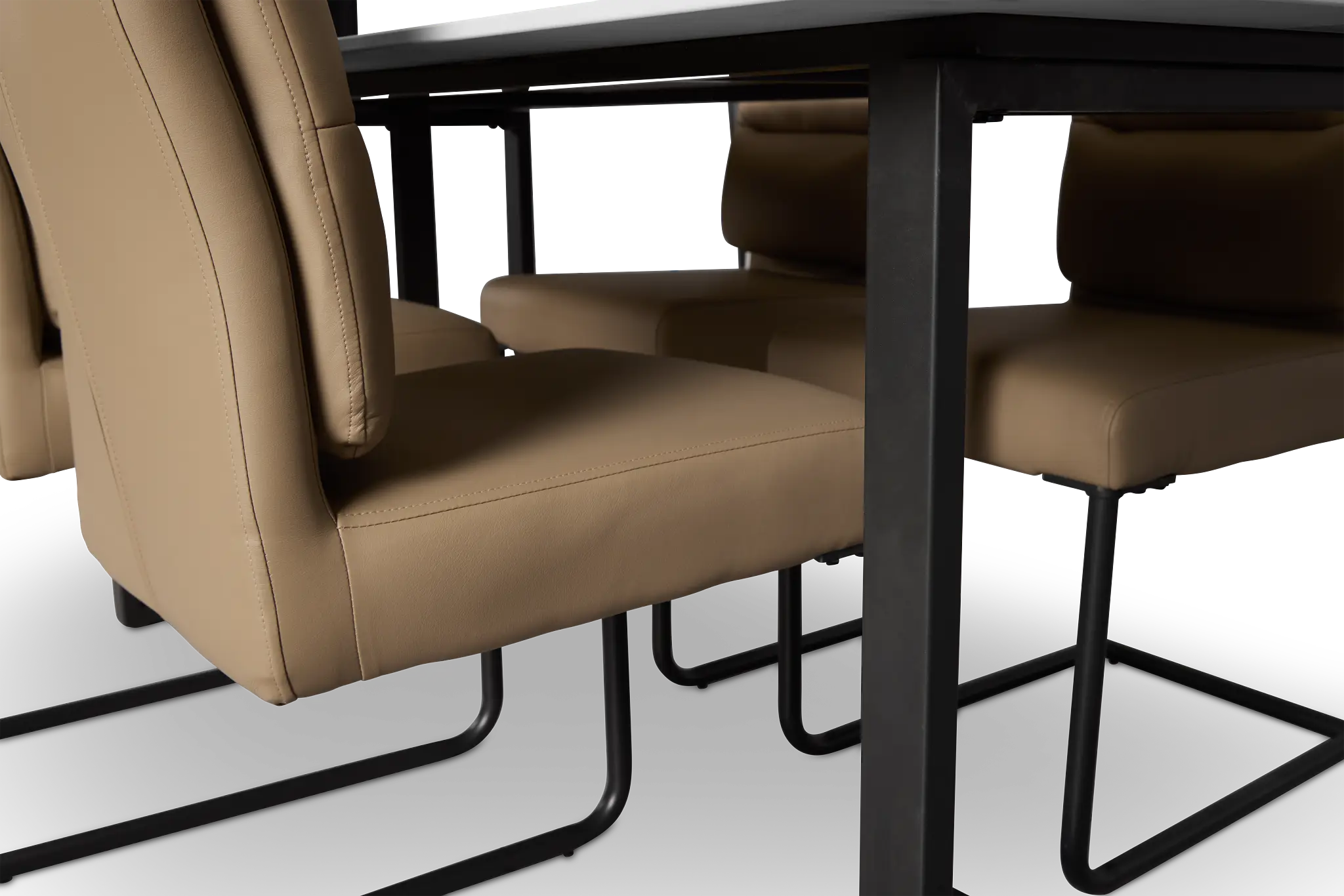 Paxton White Rect Table & 4 Taupe Upholstered Chairs Paxton White Rect Table & 4 Taupe Upholstered Chairs