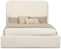 Lyndie Beige Upholstered Platform Bed
