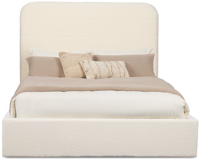Lyndie Beige Upholstered Platform Bed