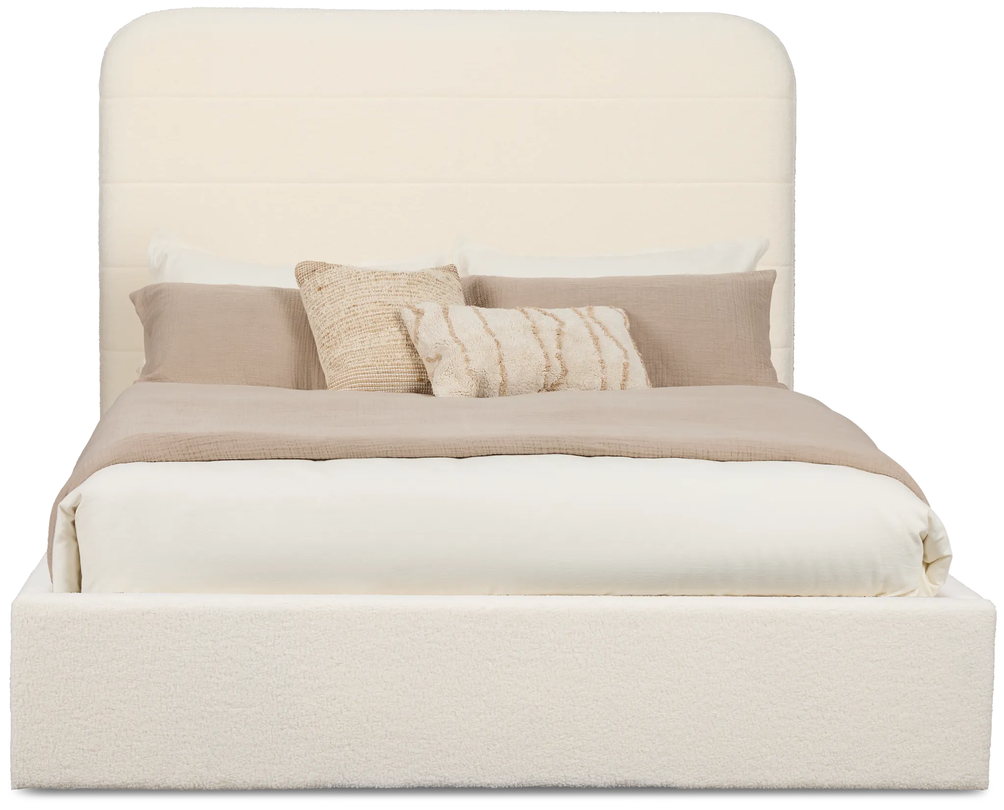 Lyndie Beige Upholstered Platform Bed