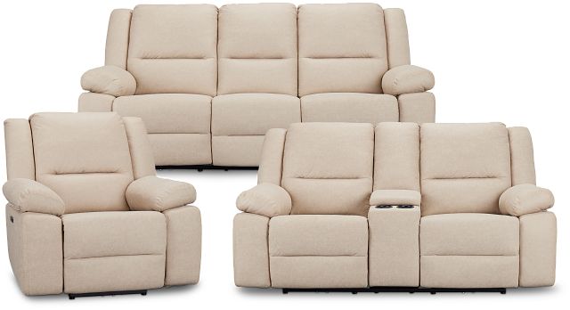 Peyton Beige Micro Power Reclining Living Room